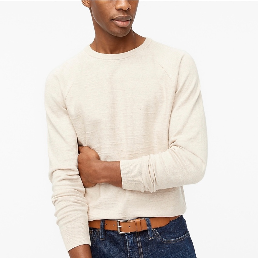 J. Crew Factory Slim textured cotton crewneck sweater Size Large Oatmeal